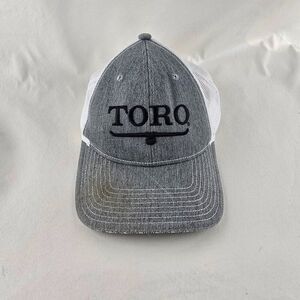 TORO Hat Mens Adjustable Snapback Gray White Trucker Mesh Back Mowers Outdoors